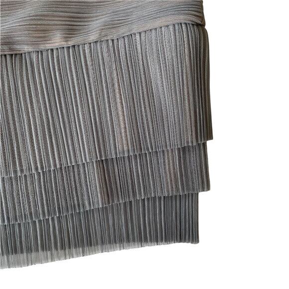 BCBGMaxAzria Sven Peplum Micropleat Mini Dress Cocktail Party M Grey Smoke NWOT - Picture 5 of 10